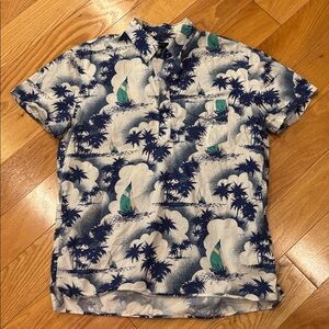 J. Crew Blue and White Tropical Shirt